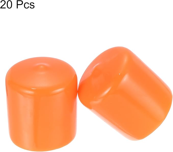 uxcell 20pcs Rubber End Caps 30mm ID Vinyl Round Tube Bolt Cap Cover Screw Thread Protectors Orange