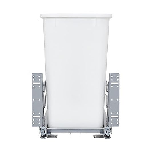 Rev-A-Shelf Double Pull-Out Trash Can for Under Kitchen Cabinets 27 Quart 12.5 Gallon with Soft-Close Slides, White, 53WC-1527SCDM-211