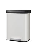 Garvee 16 Gallon / 60 Liter Metal Trash Can with Lid, Large Garbage Can for Kitchen, Rustproof Step-on Kitchen Metal Trash Bin with Liner Rim, Rear Handle, Soft Close Plastic Lid, White