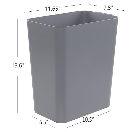 3-Pack 4.5 Gallon Trash Can, Gray Waste Bin for Under Desk, Kitchen, Home, Office