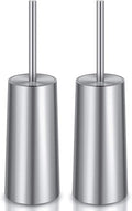 Toilet Brush and Holder, 2 Pack Toilet Brush Stainless Steel, Toilet Bowl Brush for Bathroom Toilet-Ergonomic, Elegant,Durable (Silver)