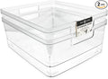 Isaac Jacobs 2-Pack Large Clear Storage Bins (11.5” L x 14” W x 5.5” H) w/Cutout Handles, Plastic Organizer for Home, Office, Kitchen, Fridge/Freezer, Bathroom, BPA Free, Food Safe (Large)