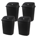Zopnny 4-Pack 11 Gallon Swing Lid Trash Can, Plastic Swing-Top Garbage Can, Black