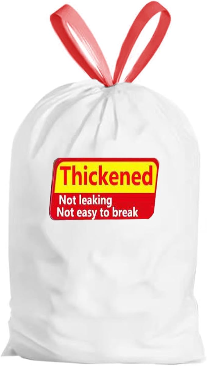 Ultra Thick Heavy Duty Plastic 16-18 Gallon Drawstring Trash Bags White Leak Proof Large Garbage Bags for Tall Kitchen Home Office Outdoor (18 Gallon Drawstring Trash Bags)