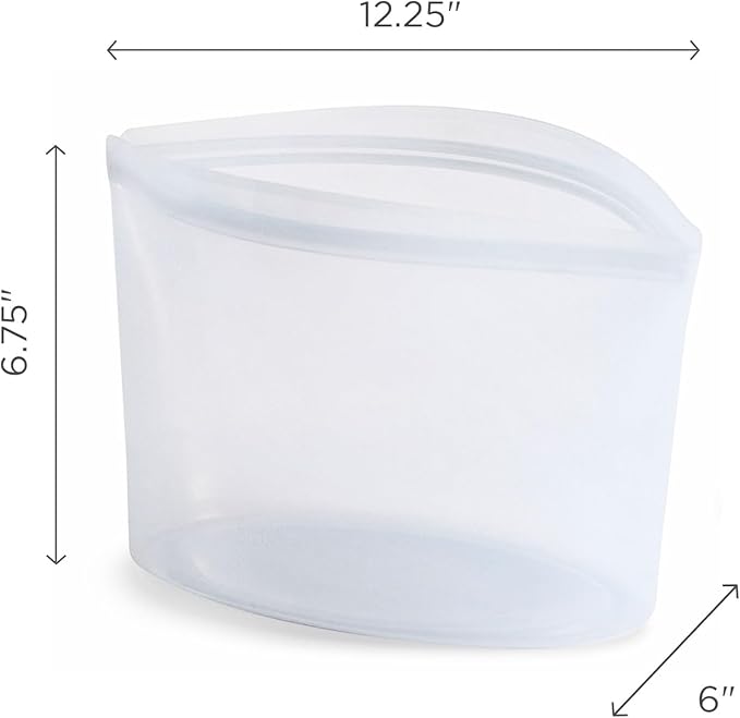 Stasher Premium Silicone Reusable Food Storage Bowl, 8-Cup, Clear, Microwave, Sous Vide, Dishwasher, Oven and Freezer Safe, Travel Container, BPA Free, Leak-free, Eco-friendly