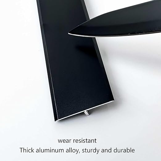 10Pcs Aluminum T Molding Floor Transition Strip, 48In Aluminum T Molding Trim, Floor Strip Floor Flat Divider Strip for Joining Floor Gaps, Threshold, Floor Tiles (Black, 4ft x 1.3in 10Pcs)