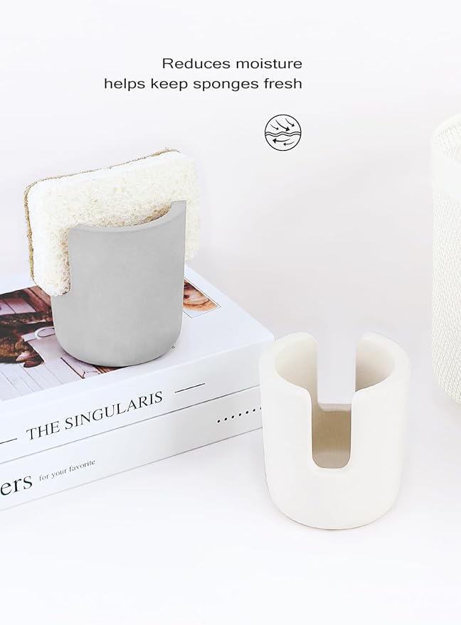 Diatomite Sponge Holder, Dish Sponge Stand for Kitchen Countertop, Stone Sponge Caddy Organizer, Face Sponge Holder, Cream
