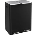 16 Gal (2 x 30 L) Dual Trash Can, Stainless Steel Kitchen Garbage Bin, Recycle Dustbin with Odor Control Box, Soft-Close Lid, Inner Buckets, Side Handle, Step Pedal, for Home Office