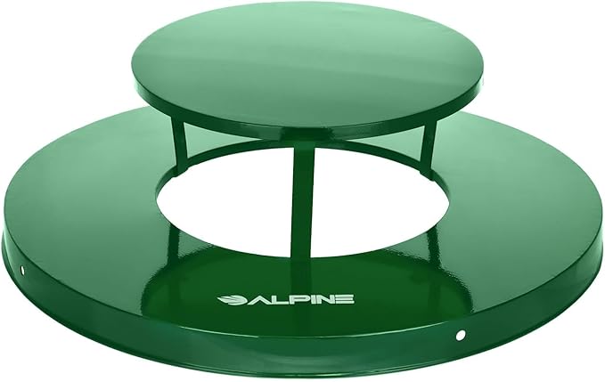 Alpine Industries Outdoor Metal Waste Receptacle Rain Bonnet Lid - Heavy Duty Trash Can - Commercial Trash Receptacle Cover - 38 Gallon Commercial Garbage Can Lid - Green