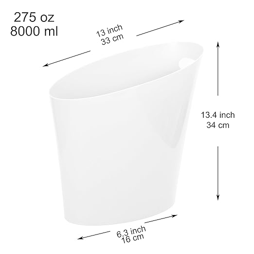 Youngever 2 Gallon Slim Trash Can, Plastic Garbage Container Bin, Small Trash Bin with Handles for Home Office, Living Room, Study Room, Kitchen, Bathroom (2 Pack White)
