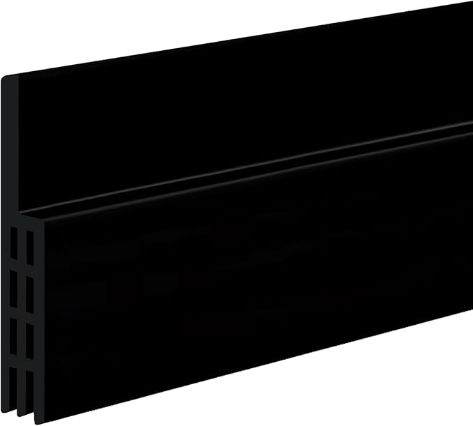 Adhesive Backed Door Draft Stopper – Silicone Under Door Sweep for Interior & Exterior Doors, Noise & Air Insulation, Self Stick Weather Stripping Door Seal, 2" W x 39" L (Black) by Randall Mfg