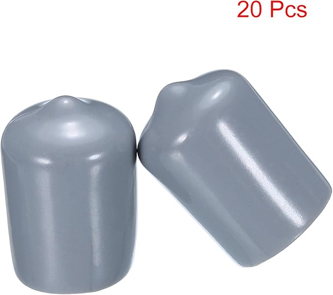 uxcell 20pcs Rubber End Caps 16mm(5/8") ID Vinyl PVC Round Tube Bolt Cap Cover Screw Thread Protectors Grey