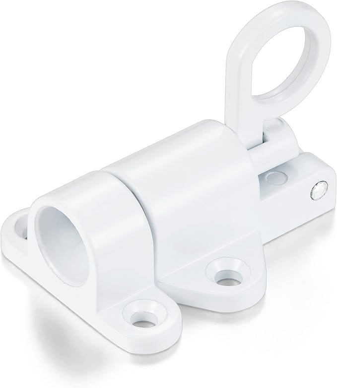 4 Packs Self-Closing Latches，White Spring Door Lock，Resilient Bolt Latch Aluminum Alloy Safety Automatic Spring Barrel Slide Door Lock with Screws,Used for Gate,Window and Cabinet etc
