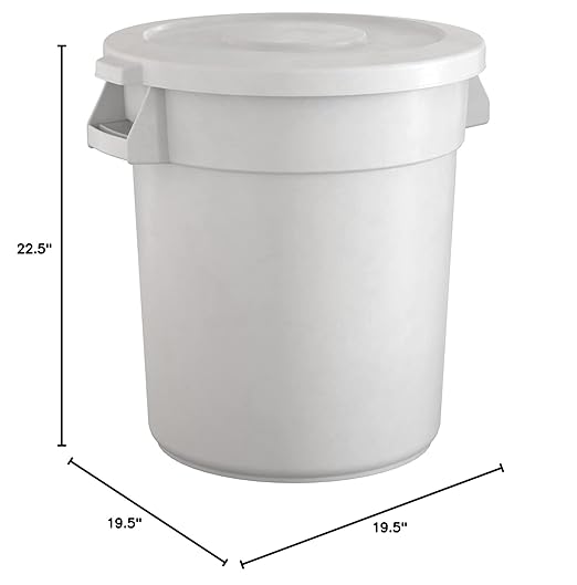 20 Gallon White Round Commercial Trash Can with Lid