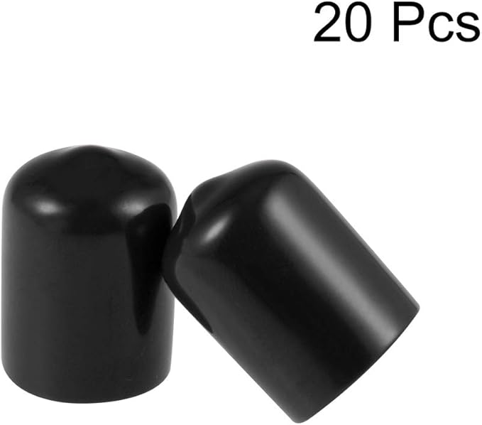 uxcell 20pcs Rubber End Caps 14mm ID Vinyl Round Tube Bolt Cap Cover Thread Protectors Black