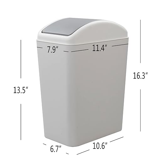 4.5 Gallon Plastic Waste Can, Garbage Can with Swing Lid, Trash Can, 1 Pack (Grey)