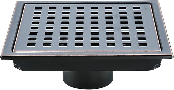 RANDOM Oil Rubbed Bronze Shower Drain Square 6 Inch Shower Floor Drain Grate & Removable Hair Strainer 304 Stainless Steel Shower Drain Cover Bathroom Accessories.RD98738-ORB