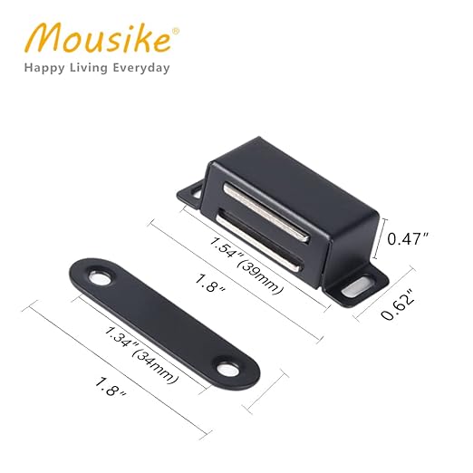 Mousike Cabinet Magnets Magnetic Door Catch Stainless Steel Door Magnet for Kitchen Bathroom Cupboard Wardrobe Closet Closures Cabinet Door Drawer Latch 20 lbs (Black 16Pack)