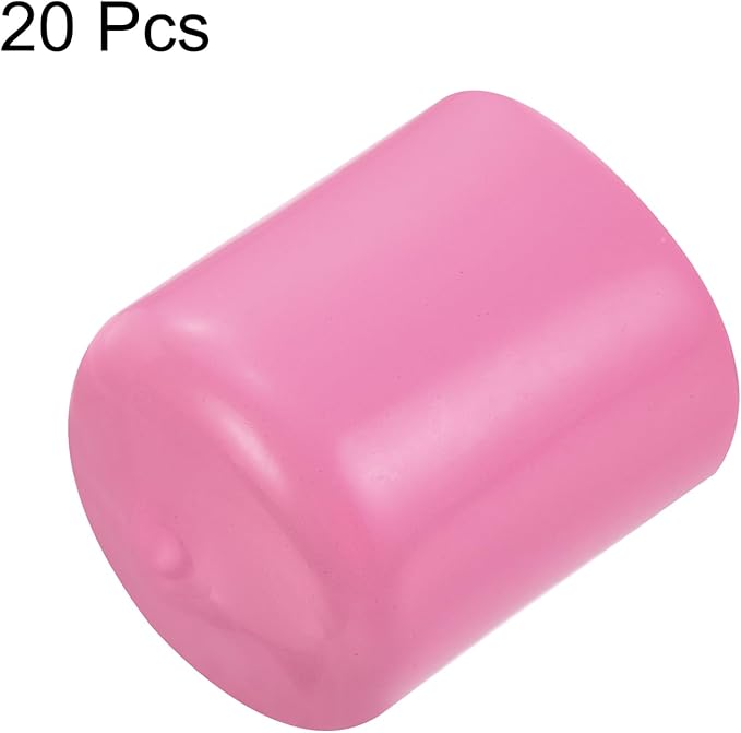 uxcell 20pcs Rubber End Caps 22mm(7/8 inch) ID Vinyl PVC Round Tube Bolt Cap Cover Screw Thread Protectors Pink