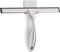All-Purpose Stainless Steel Shower Squeegee for Glass Doors with Adhesive Hooks, Squeegee for Shower Glass, Bathroom Household Cleaner Tool for Window Mirror Tile Wall Car, 10 Inch Silver