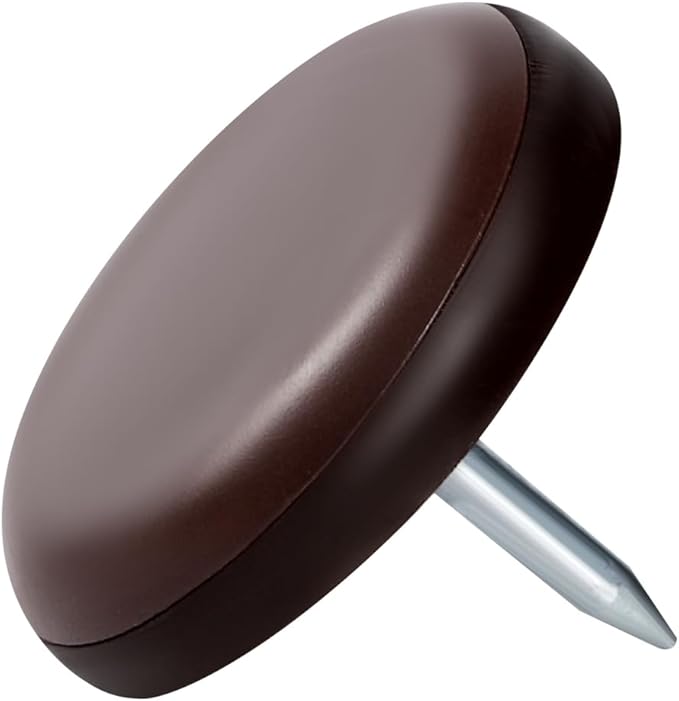 Furniture Glides Sliders-Furnigear PTFE (Teflon) Chair Leg Movers Sliders for Carpet Surface - Move Your Furniture Easy & Safely - Best Floor Protector (7/8" Nail, Brown-24 Pack, not for Wood Floors)