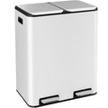 16 Gal (2 x 30 L) Dual Trash Can, Stainless Steel Kitchen Garbage Bin, Recycle Dustbin with Odor Control Box, Soft-Close Lid, Inner Buckets, Side Handle, Step Pedal, for Home Office
