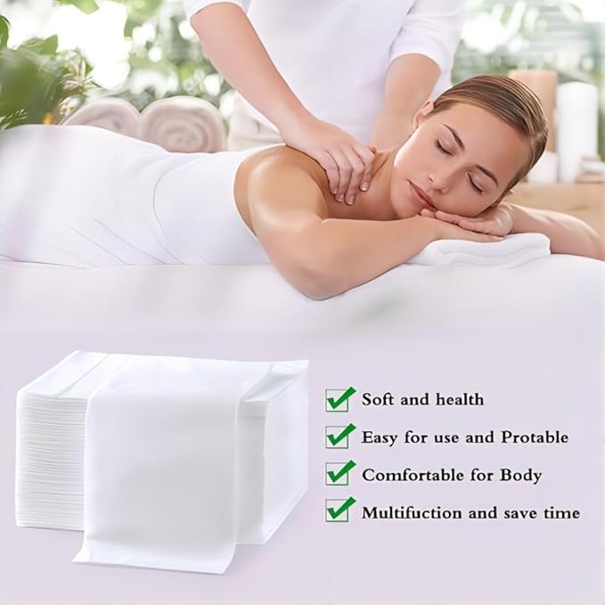 100Pcs Disposable Massage Table Sheets 31.5" x 71" Non-Woven Fabric Bed Covers for Ultimate Hygiene and Comfort in Massage, Tattoo, and Spa Treatments, Breathable and Durable Sheets(White)