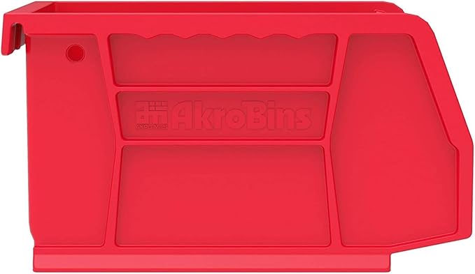 Akro-Mils 30210 AkroBins Plastic Storage Bins, Space-Saving Stackable Bins for Garage, Pantry, Craft Organization, 5-" x 4-" x 3-", Red, 24-Pack