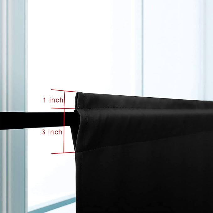 Pickluc 24 Inch Long Tier Curtains for Small Window Treatment, Short Blackout Curtain with Rod Pocket - Half Window Curtains for Kitchen, Cabinet, Basement, Camper, 2 Panels, Black, 30 Inches Wide