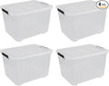 70 Quart Clear Plastic Large Storage Box with Wheels, 4-Pack Plastic Storage Bins with Lids