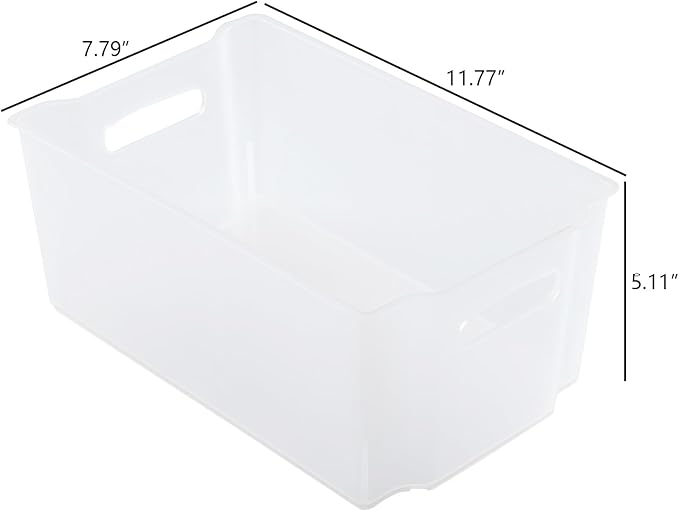 4-Pack Open Storage Organizing Bins, Matte Transparent Plastic Organizer Bins
