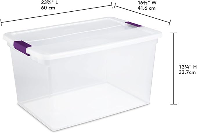 Sterilite 18-Pack 66 Quart Clearview Latch Box, Stackable Organizer Bins with Latching Lids - Clear Plastic Organization Containers for Closet, Bedroom, Shelving Units and Everyday Home Storage