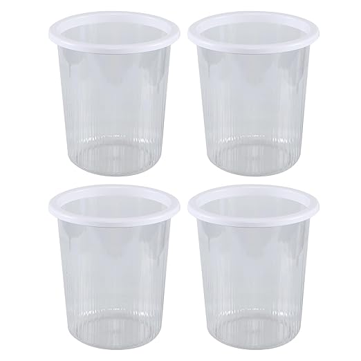 4-Pack Waste Basket Plastic, Small Plastic Garbage Can, Clear, 4 Gallon