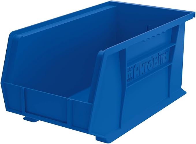 Akro-Mils 30240 AkroBins Plastic Storage Bins, Space-Saving Stackable Bins for Garage, Pantry, Craft Organization, 15-Inch x 8-Inch x 7-Inch, Blue, 12-Pack