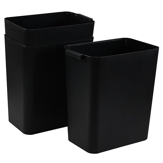 3-Pack 4.5 Gallon Plastic Small Trash Can Wastebasket, Black Garbage Container Basket