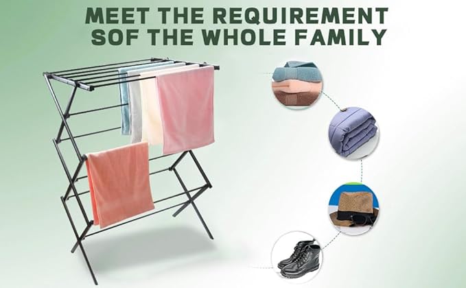 3 Tiers Foldable Clothes Drying Rack, Vertical Laundry Rack Portable and Collapsible for Storage Indoor Outdoor，Pure Black