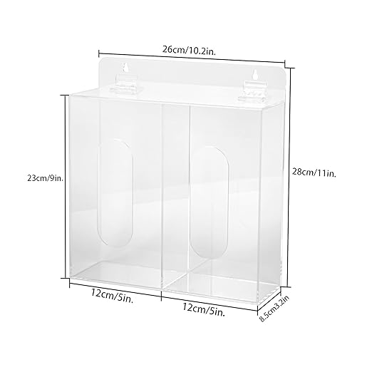 Wall Mounted Glove Dispenser, Hairnet Shoe Cover Dispenser，Acrylic Glove Box Holder, Clear (for 2 Boxes)