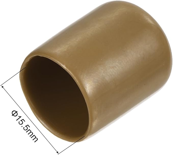 uxcell 20pcs Rubber End Caps 15.5mm(5/8") ID Vinyl PVC Round Tube Bolt Cap Cover Screw Thread Protectors Light Brown