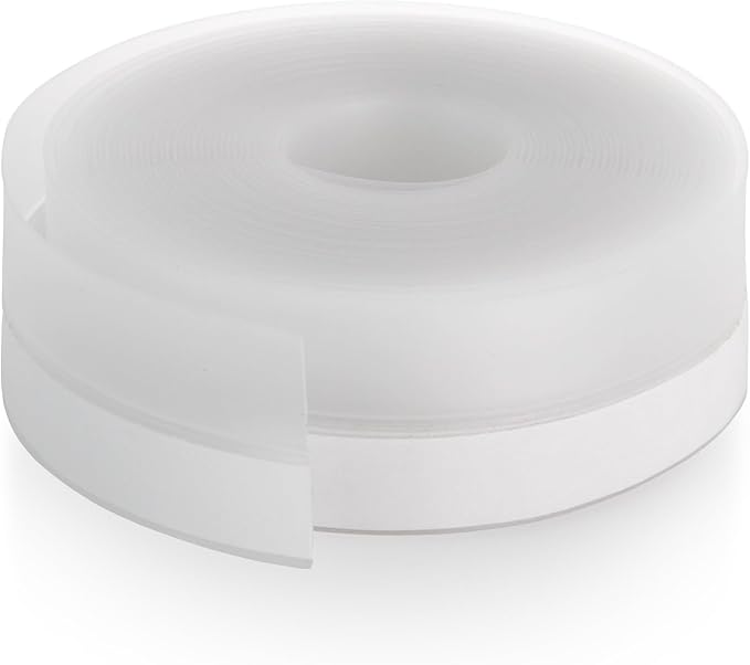 Silicone Weather Stripping Door Seal Strip, 16.4 Feet Self Adhesive Sealing Sticker Sealing Tape for Door Draft Stopper Adhesive for Doors Windows Shower Glass Gaps (Transparent, Width 25mm)