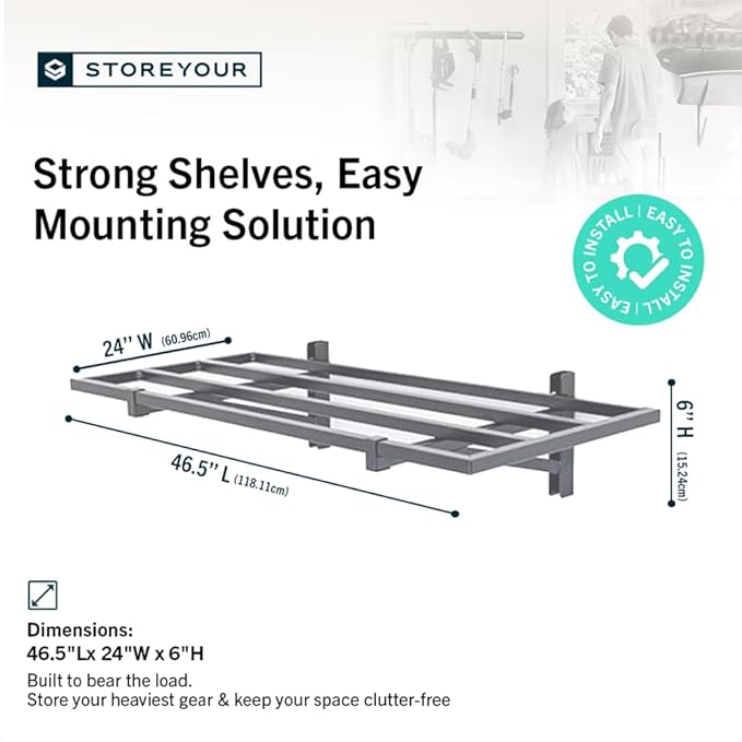 StoreYourBoard 2-Pack Heavy Duty Wall Shelves – Wall-Mounted Garage Storage Shelving and Organization for Sheds, Closets, or Utility Rooms – Holds 200 lbs, 2ft x 4ft, Hammered Gray