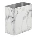 mDesign Metal Wastepaper Bin — Compact Rectangular Bathroom Bin — Rubbish Basket for Home and Office — Marble Coloured