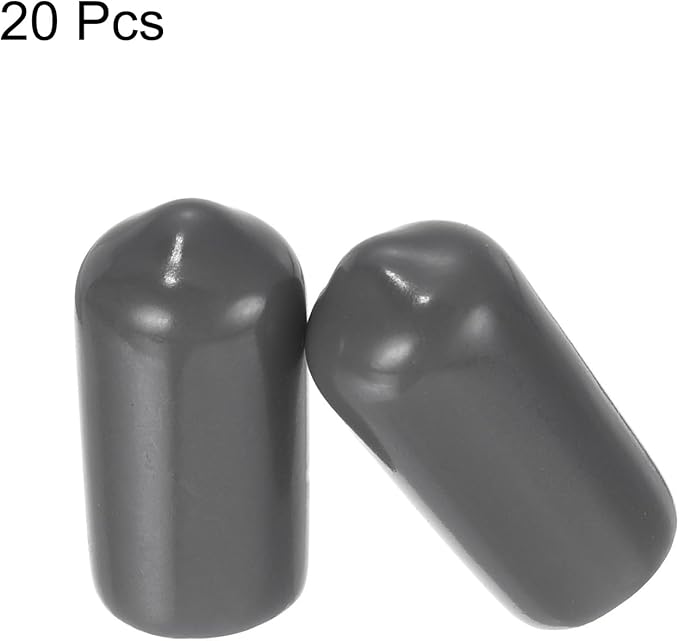 uxcell 20pcs Rubber End Caps 8mm ID Vinyl PVC Round Tube Bolt Cap Cover Screw Thread Protectors Dark Grey