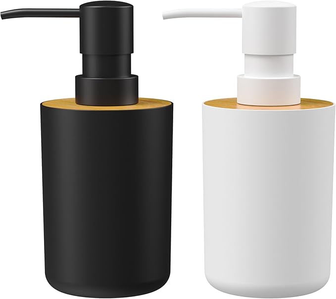 Soap Dispenser for Bathroom and Kitchen, 12oz Modern Minimalist Style Plastic matte black Empty Lotion Dispenser with Refillable Pump,Liquid Bottle for Hand Soap, Dish Soap,College Dorm Use