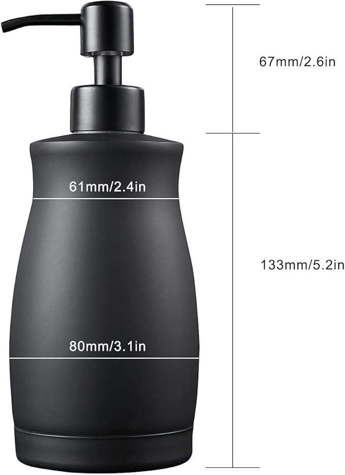 304 Stainless Steel Countertop Black Soap Dispenser Rust Resistant Leak-Proof Liquid Hand Sanitizer Pump with Hopper，for Kitchen Sink, Countertop, Bathroom (13.5oz/400ml)