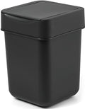 carrotez Mini Trash Can, Coffee Bar, Vanity, Desk, Countertop, 2 Liter/ 0.5 Gallon, Mini Wastebasket, Garbage Container Bin - Black