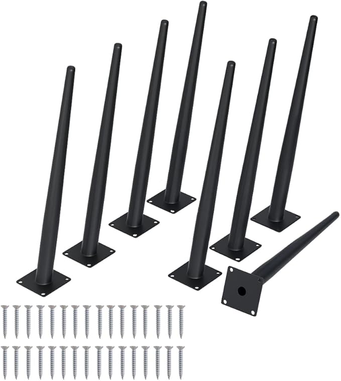 8PCS 16 Inch Matte Black Tapered Angled Legs for Furniture, Metal Mid Century Mordern Feet, Heavy Duty Slanted Stand Legs Kit for Couch, Coffee Table, Desk, Dresser, Sofa, Chair