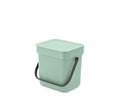 Brabantia Sort & Go Food Trash Can (0.8 Gal/Jade Green) Small Countertop Kitchen Compost Caddy with Handle & Removable Lid, Easy Clean