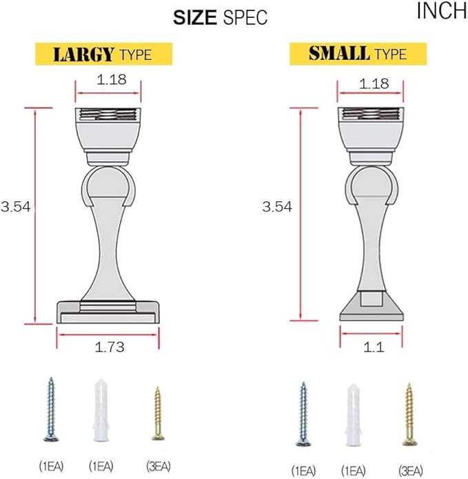 Magnetic Door Stop, Stainless Steel, Magnetic Door Catch, Door Holder, Door Stops, Wall Mounted, Floor Mounted, Door Banging Prevention (Large x 2pack, Satin Nickel)