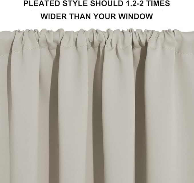 RYB HOME Blackout Short Cafe Curtains, Privacy Light Block Small Window Curtains for Bedroom Kitchen Basement Dining Classroom, W 42 x L 30 inches, Natural, 2 Panels