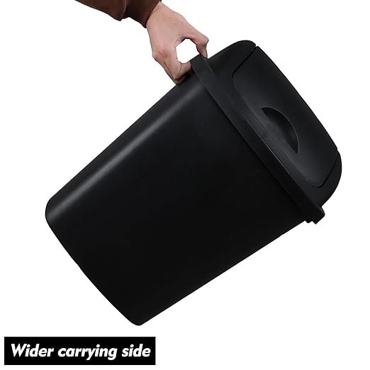 6 Gallon Swing Top Trash Can Outdoor and Indoor Recycle Bin, Plastic Garbage Can with Swing-Lid, Black, 4-Pack